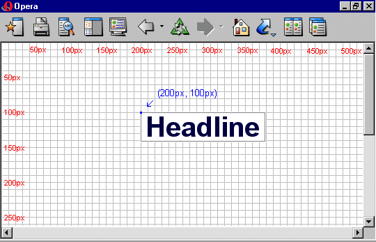 Headline positioned in browserwindow